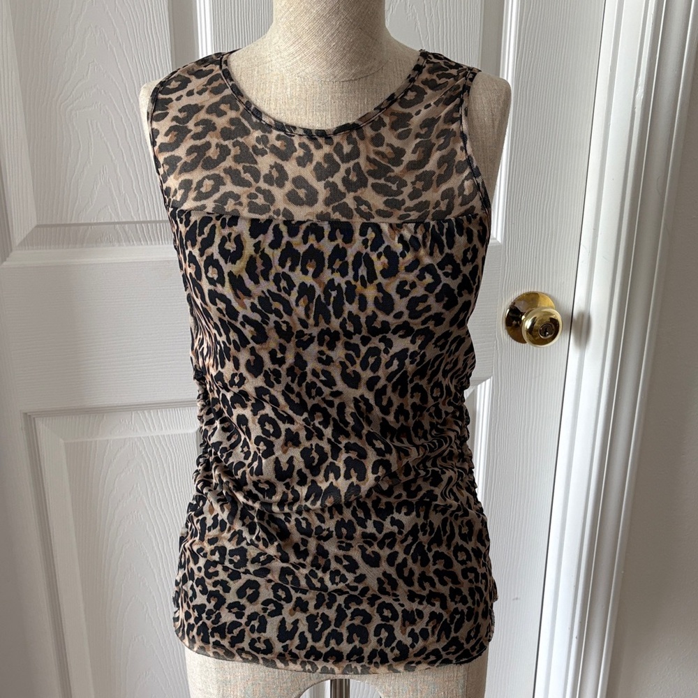 WHBM Leopard Print Sleeveless Top- Black & Brown leopard print Size XS